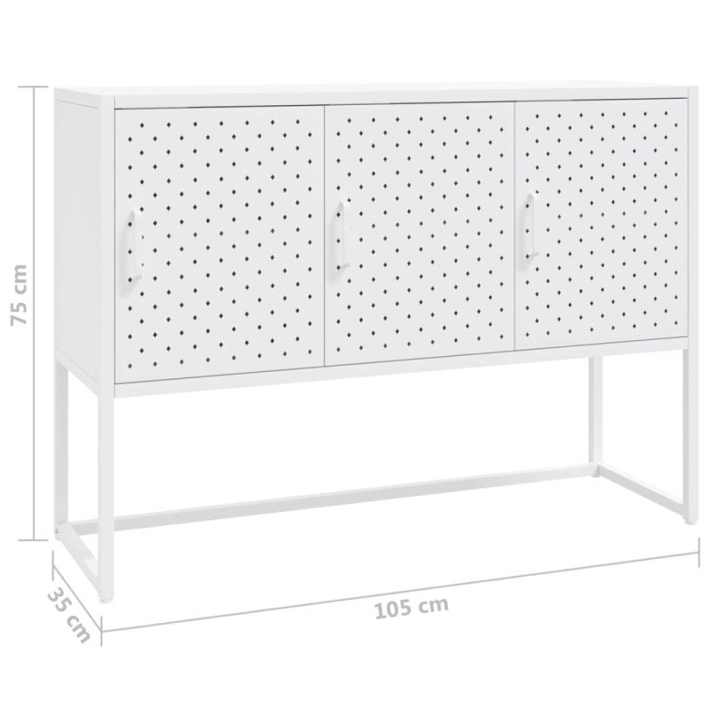 vidaXL Komoda biela 105x35x75 cm oceľ