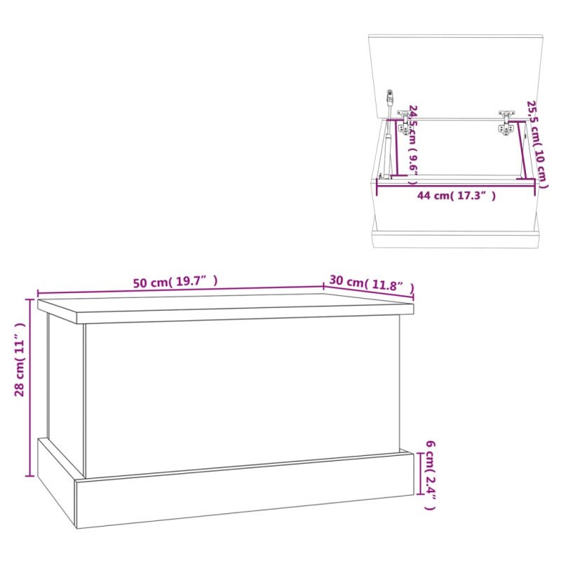 vidaXL Úložný box sivý sonoma 50x30x28 cm spracované drevo