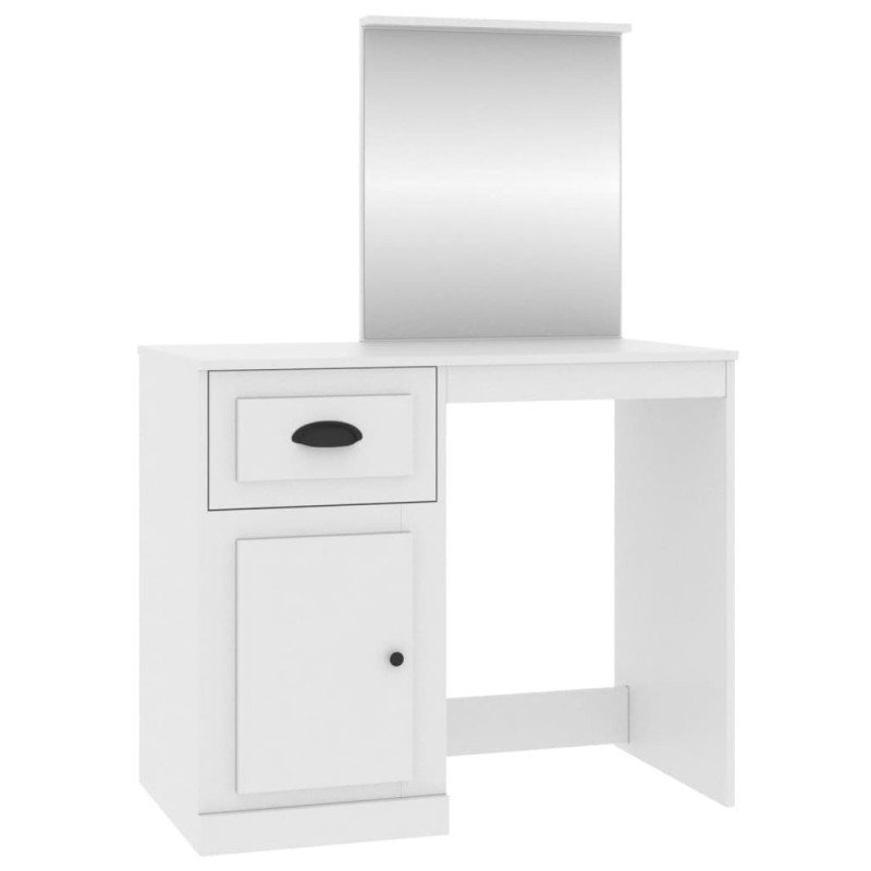vidaXL Toaletný stolík so zrkadlom biely 90x50x132,5 cm drevo