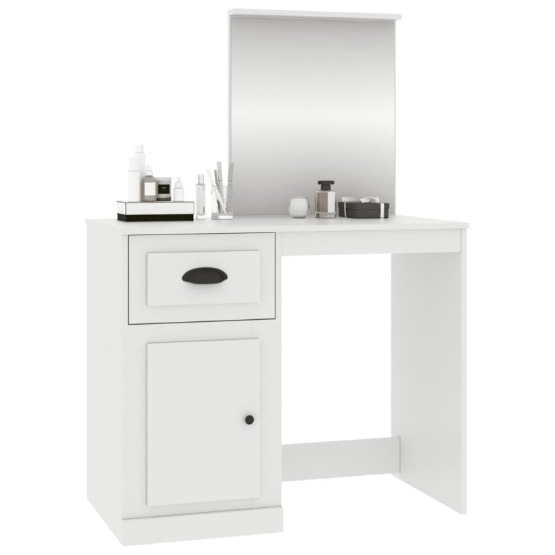 vidaXL Toaletný stolík so zrkadlom biely 90x50x132,5 cm drevo