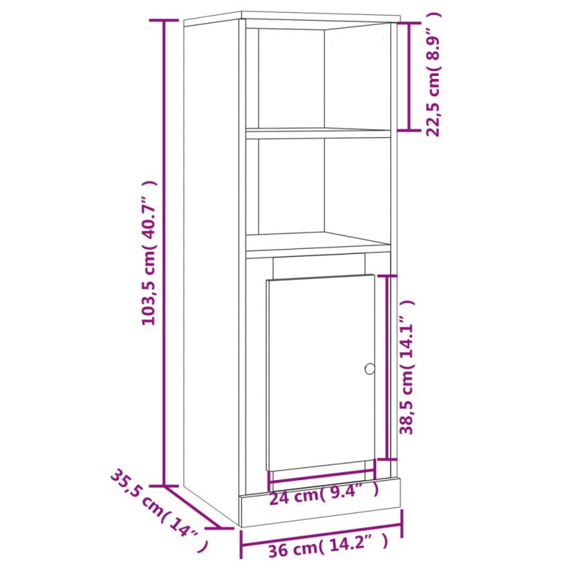 vidaXL Vysoká skrinka biela 36x35,5x103,5 cm spracované drevo