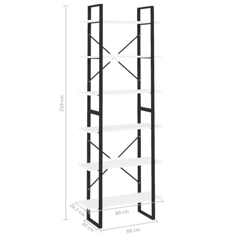 vidaXL Vysoký regál biely 80x30x210 cm drevotrieska