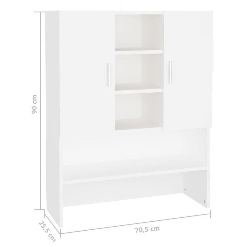 vidaXL Skrinka na práčku biela 70,5x25,5x90 cm