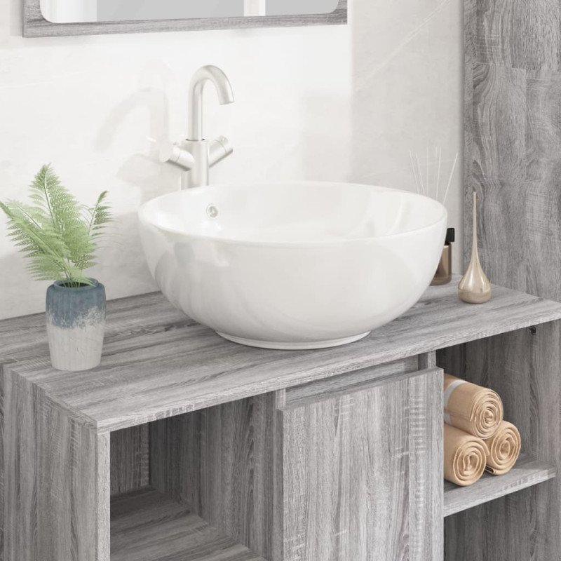 vidaXL Umývadlo biele 44x17 cm keramické okrúhle