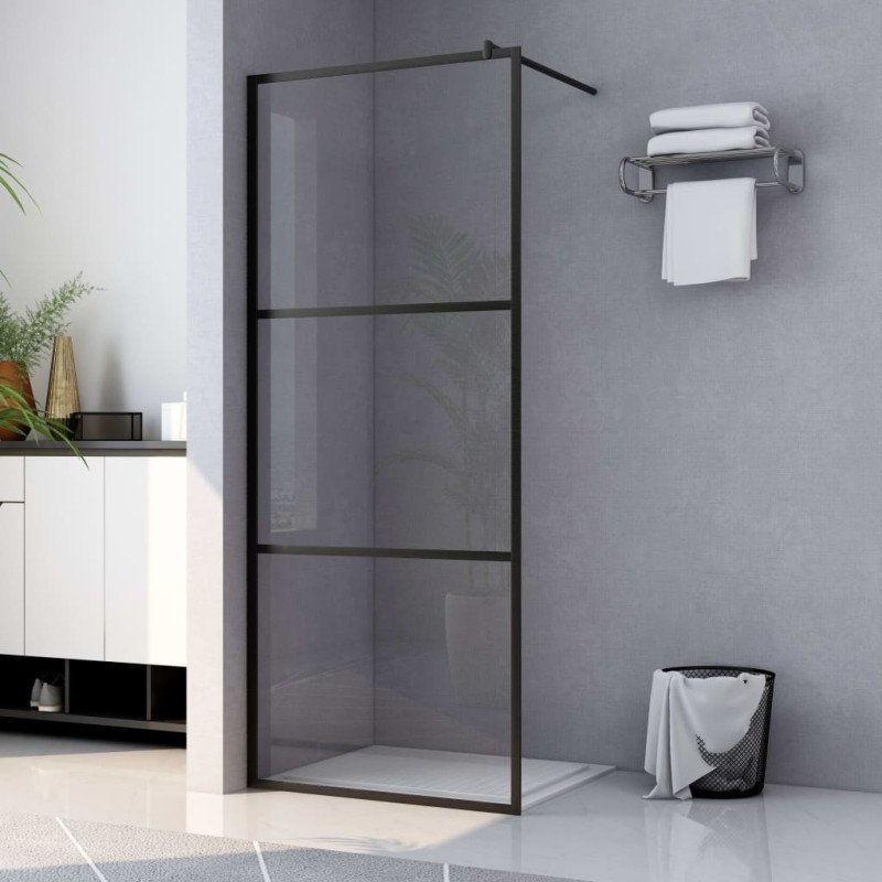 vidaXL Sprchová zástena s priehľadným ESG sklom čierna 80x195 cm