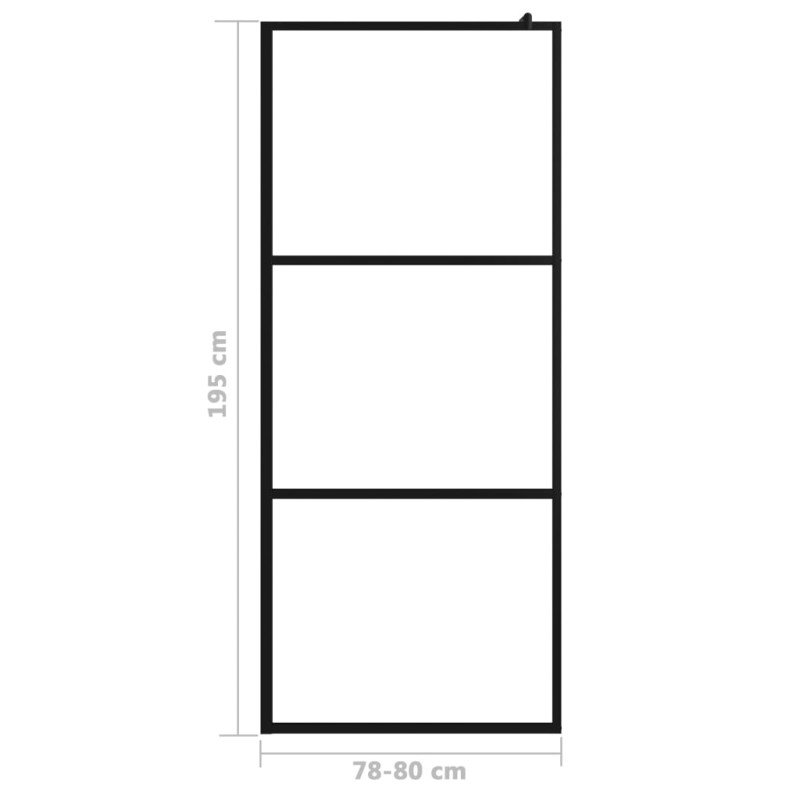 vidaXL Sprchová zástena s priehľadným ESG sklom čierna 80x195 cm