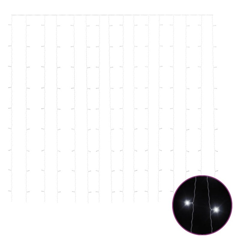 vidaXL LED svetelný záves 3x3 m 300 LED chladný biely 8 funkcií