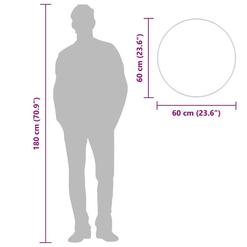vidaXL Nástenné zrkadlo strieborné Ø 60 cm okrúhle