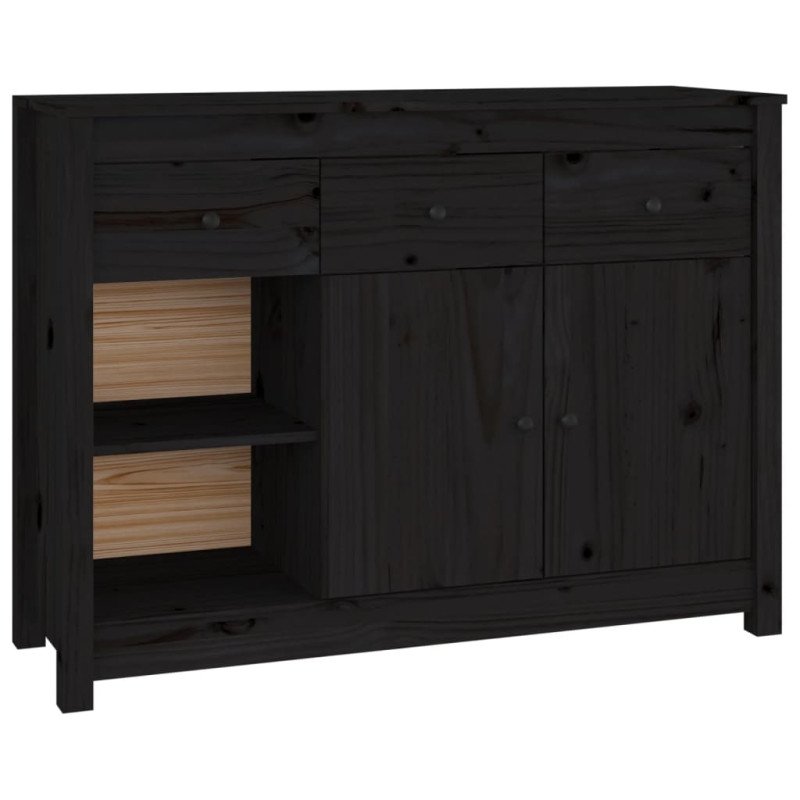 vidaXL Komoda čierna 100x35x74 cm borovicový masív
