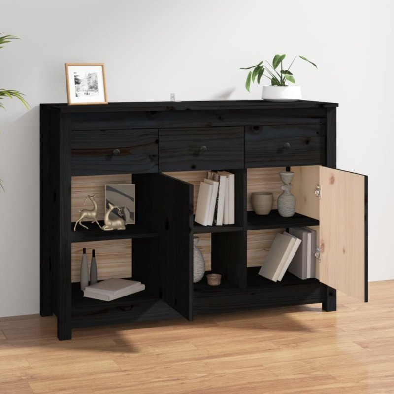 vidaXL Komoda čierna 100x35x74 cm borovicový masív