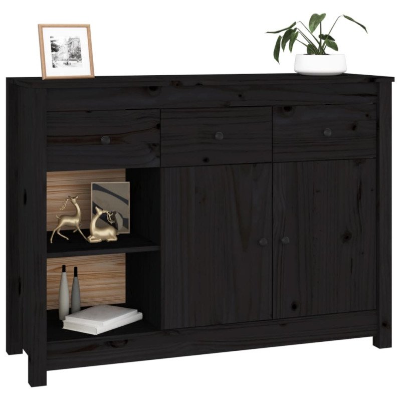 vidaXL Komoda čierna 100x35x74 cm borovicový masív