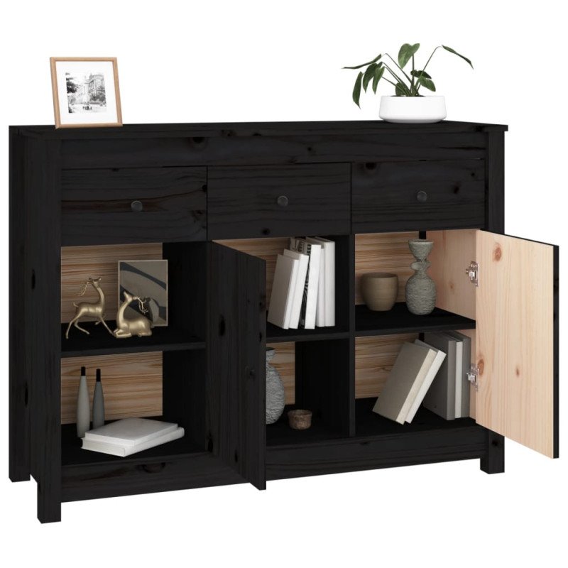 vidaXL Komoda čierna 100x35x74 cm borovicový masív