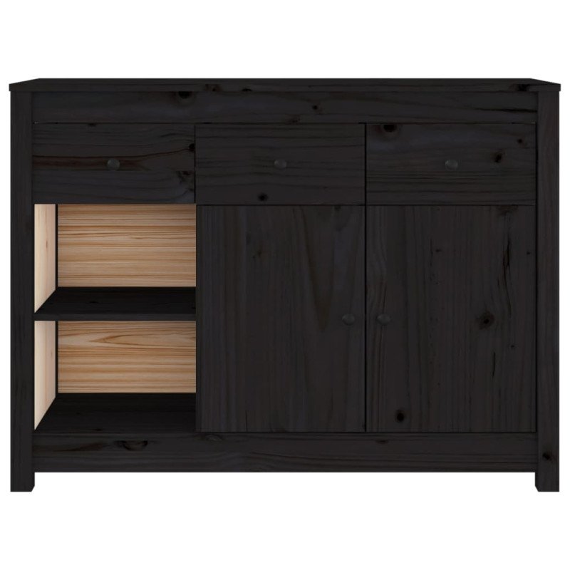 vidaXL Komoda čierna 100x35x74 cm borovicový masív