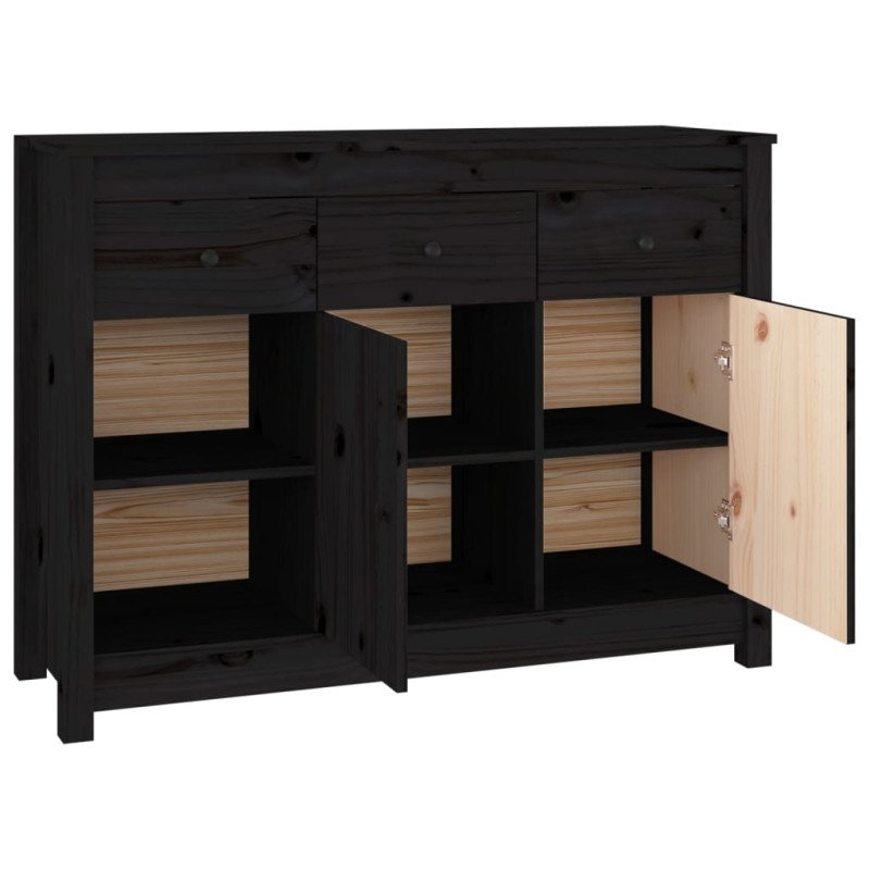 vidaXL Komoda čierna 100x35x74 cm borovicový masív