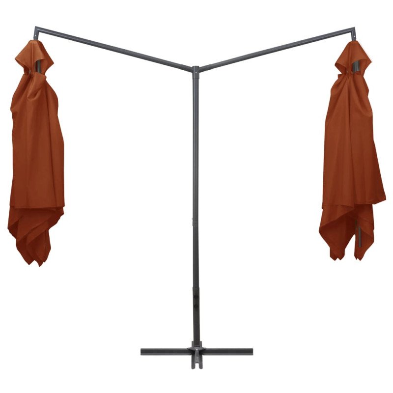 vidaXL Dvojitý slnečník s oceľovou tyčou 250x250 cm, tehlovo červený