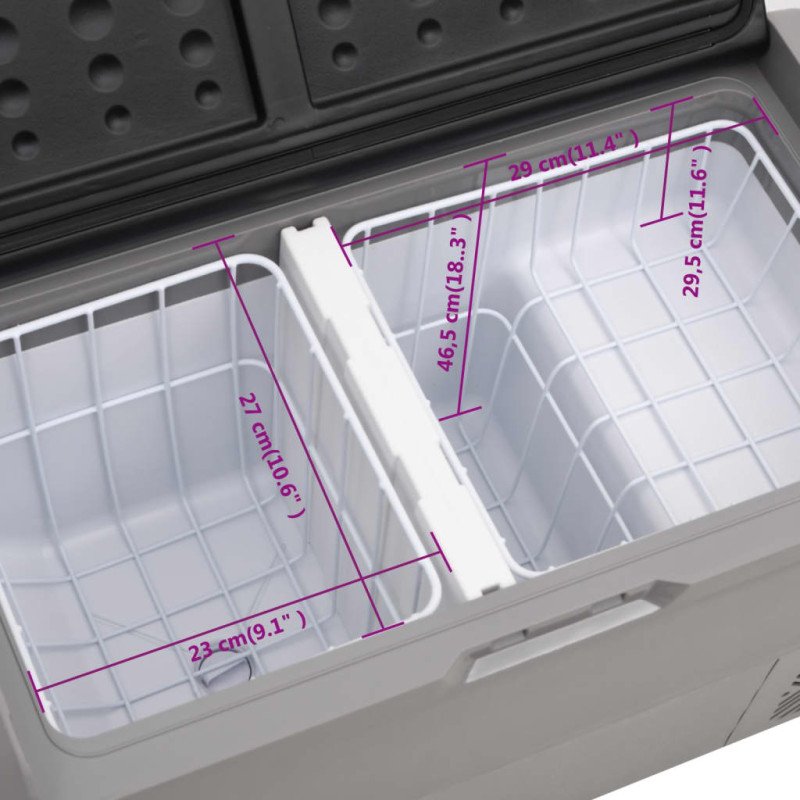 vidaXL Chladiaci box s kolieskom a rukoväťou čierno-sivý 60 l PP a PE