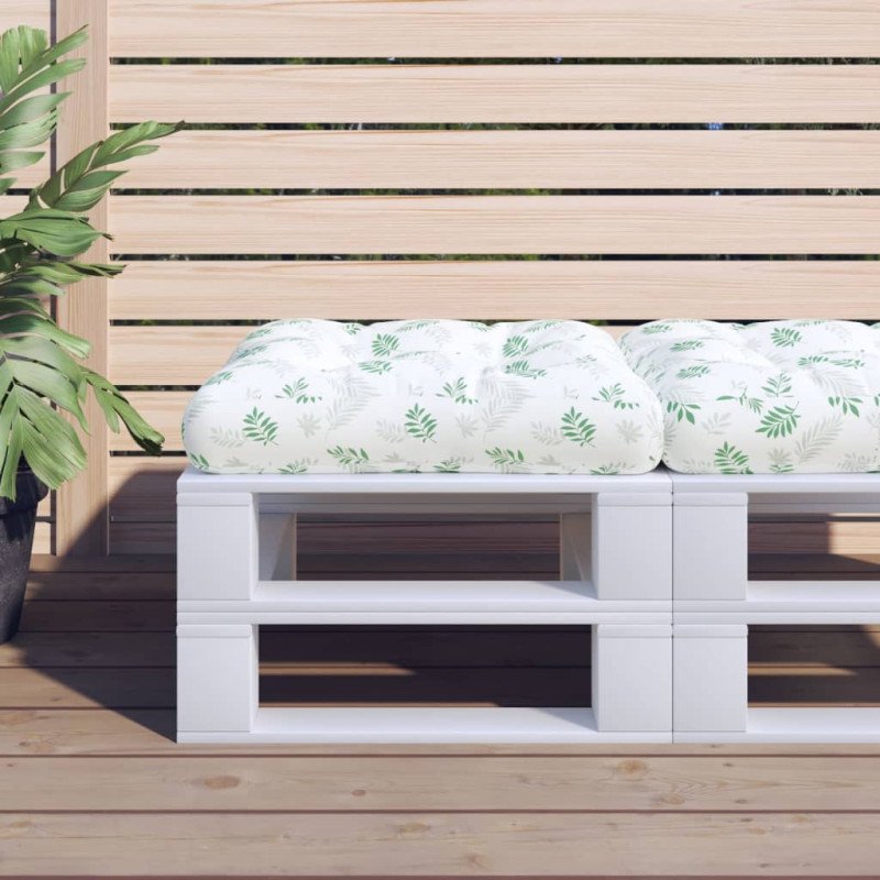 vidaXL Poduška na paletovú pohovku listový vzor 58x58x10 cm látka