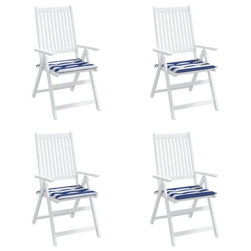 vidaXL Podložky na stoličku 4 ks modro-biele pruhy 50x50x3cm látka