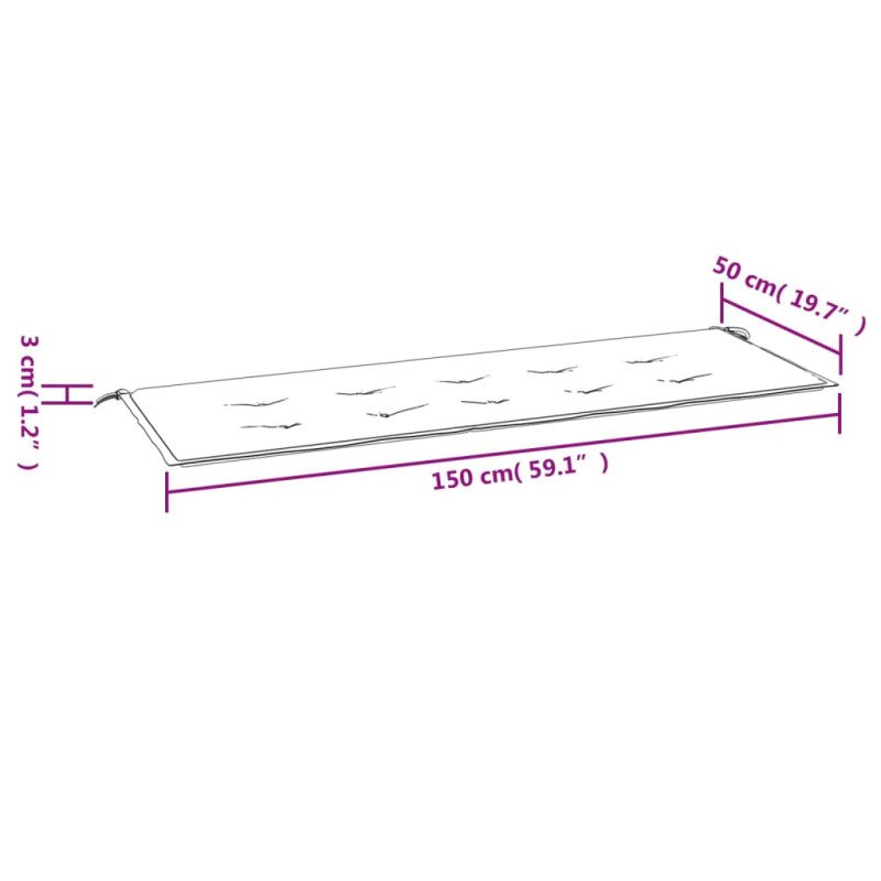 vidaXL Podložka na záhradnú lavičku modro-biele pruhy 150x50x3cm látka