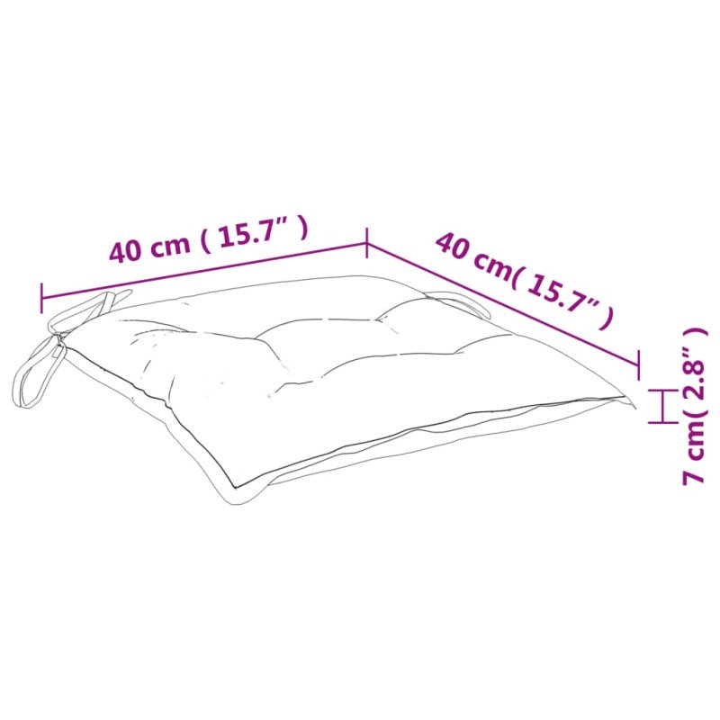 vidaXL Podušky na stoličku 4 ks čierne kárované 40x40x7 cm látka