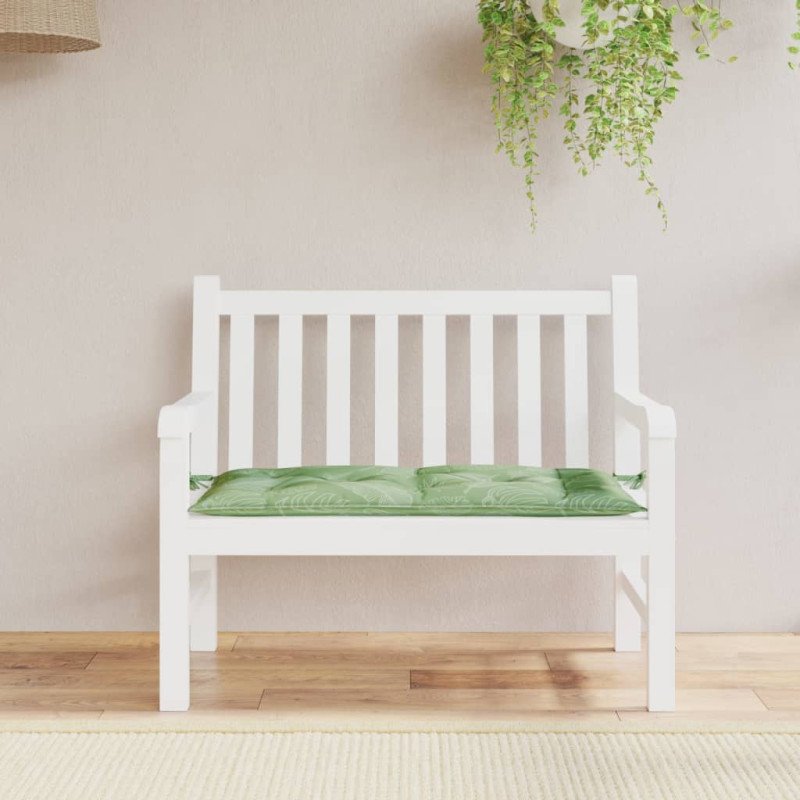 vidaXL Podložka na záhradnú lavičku vzor listov 110x50x7 cm látka