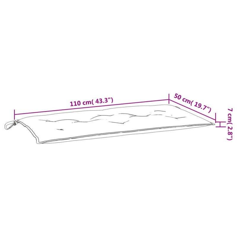 vidaXL Podložka na záhradnú lavičku vzor listov 110x50x7 cm látka