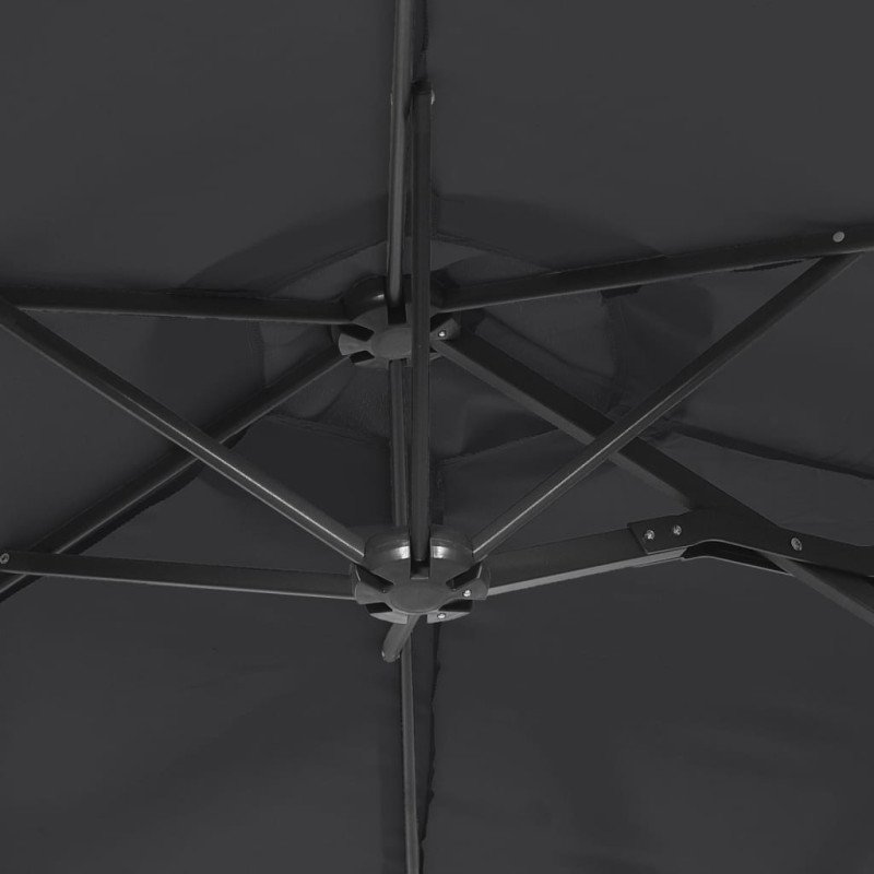 vidaXL Slnečník s dvojitou strieškou a LED čierny 316x240 cm