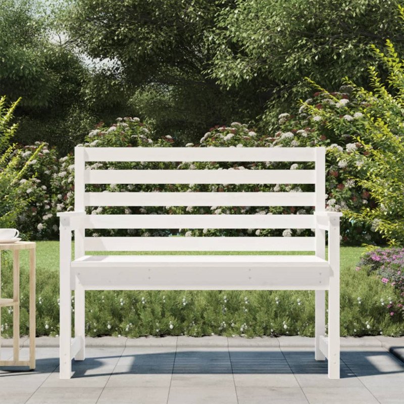 vidaXL Záhradná lavica biela 109x48x91,5 cm masívna borovica