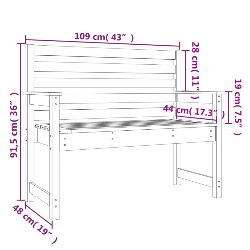vidaXL Záhradná lavica biela 109x48x91,5 cm masívna borovica