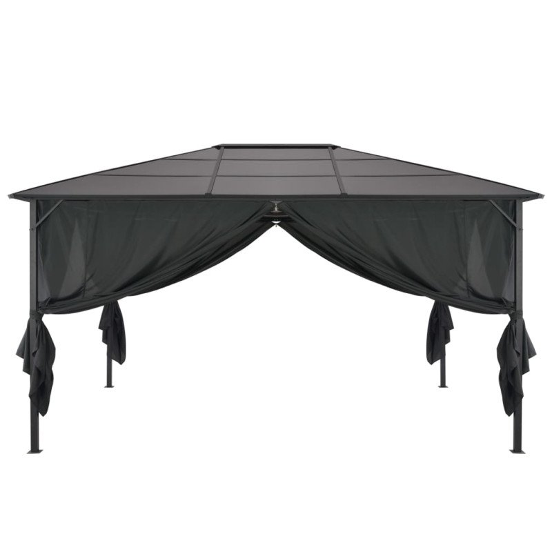 vidaXL Altánok so závesmi hliníkový 4x3x2,6 m čierny