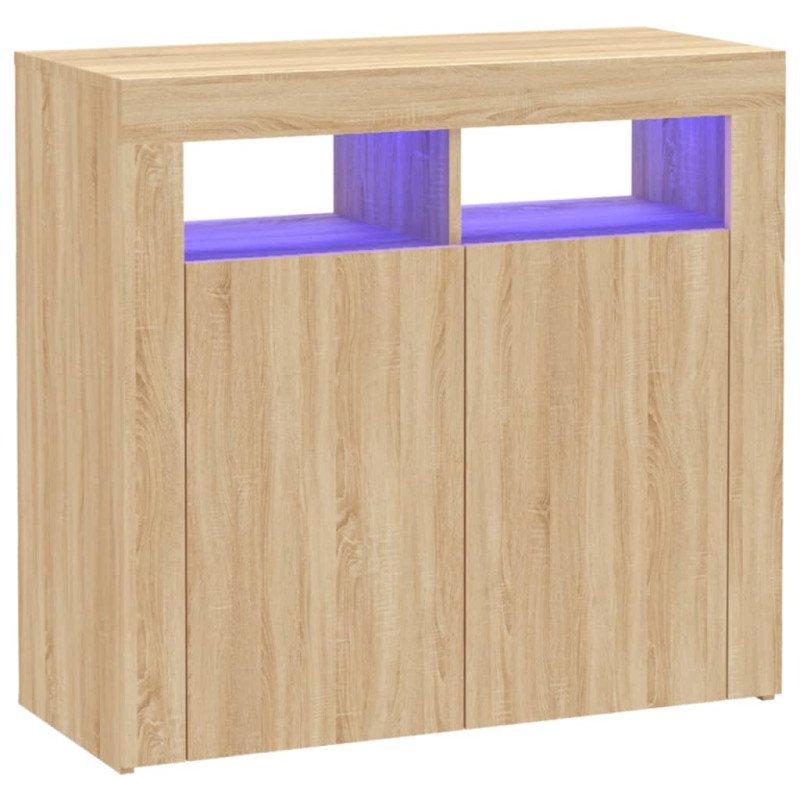 vidaXL Komoda s LED svetlami dub sonoma 80x35x75 cm