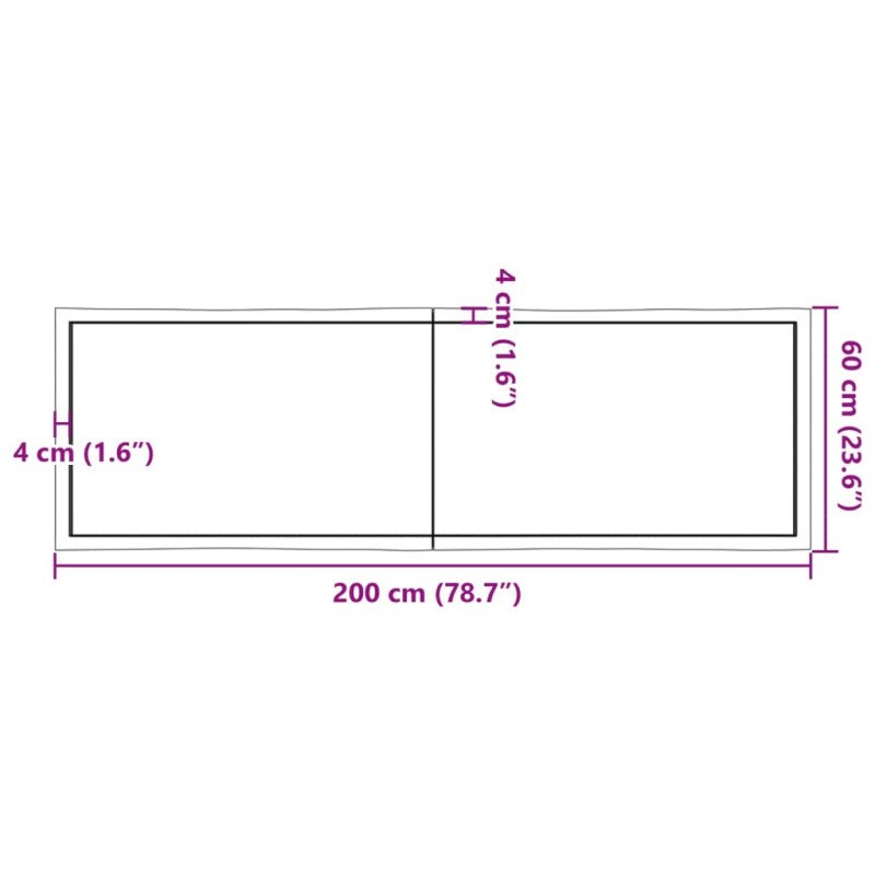 vidaXL Stolová doska svetlohnedá 200x60x(2-4)cm ošetrený masív hrany