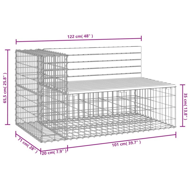 vidaXL Záhradná lavica gabiónový dizajn 122x71x65,5 cm masívny Douglas