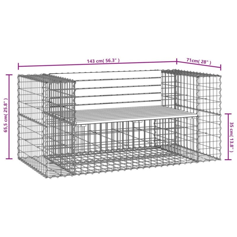 vidaXL Záhradná lavica gabiónový dizajn 143x71x65,5 cm masívny douglas