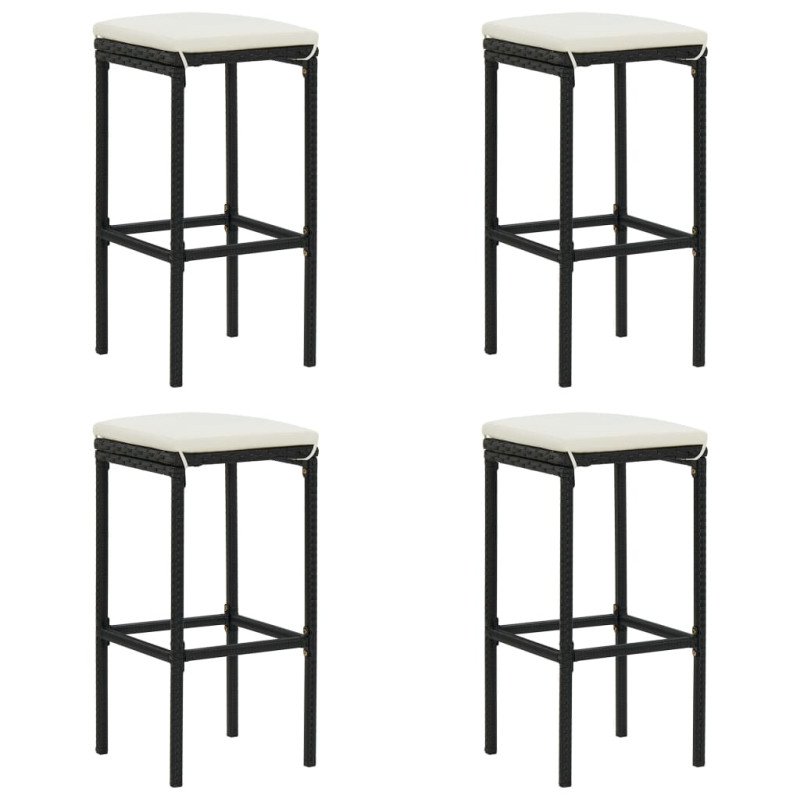 vidaXL 9-dielna záhradná barová súprava s vankúšmi polyratanová čierna