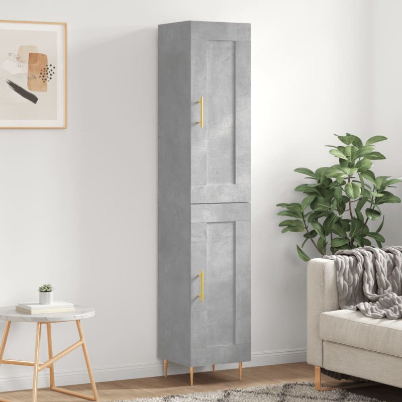 vidaXL Vysoká skrinka betónová sivá 34,5x34x180 cm spracované drevo