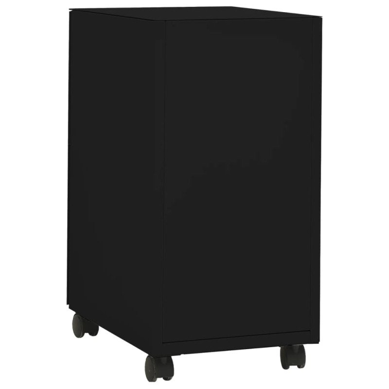 vidaXL Mobilná kartotéka čierna 30x45x59 cm oceľ
