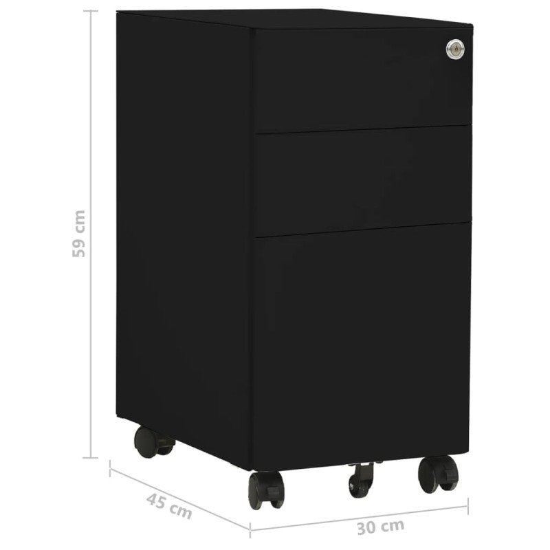 vidaXL Mobilná kartotéka čierna 30x45x59 cm oceľ