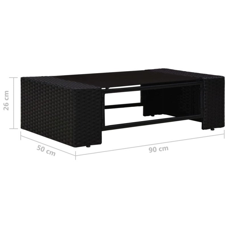 vidaXL 4-dielna záhradná sedacia súprava, polyratan, čierna