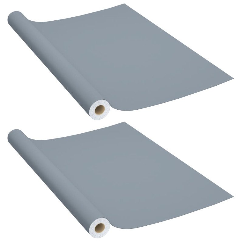 vidaXL Samolepiace tapety na nábytok 2 ks, sivé 500x90 cm, PVC