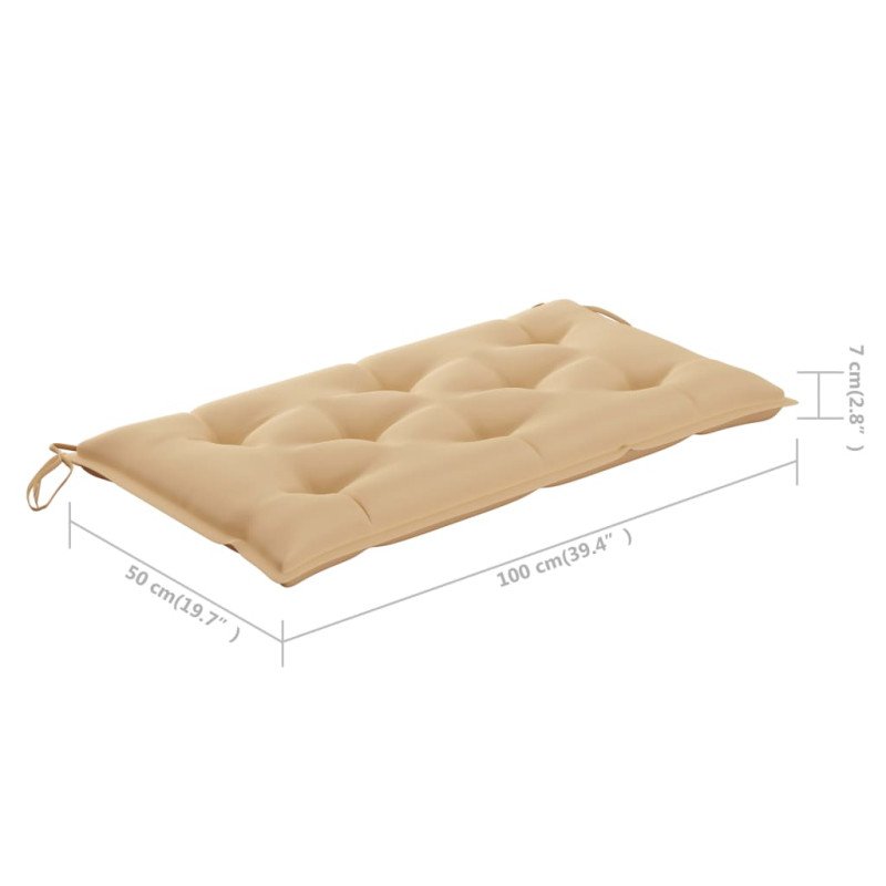 vidaXL Záhradná lavička, béžová podložka 112 cm, tíkový masív