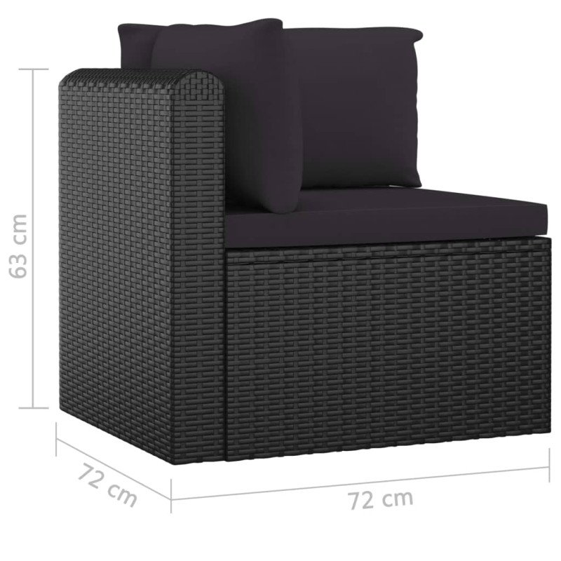 vidaXL 11-dielna záhradná sedacia súprava s vankúšmi čierna polyratanová