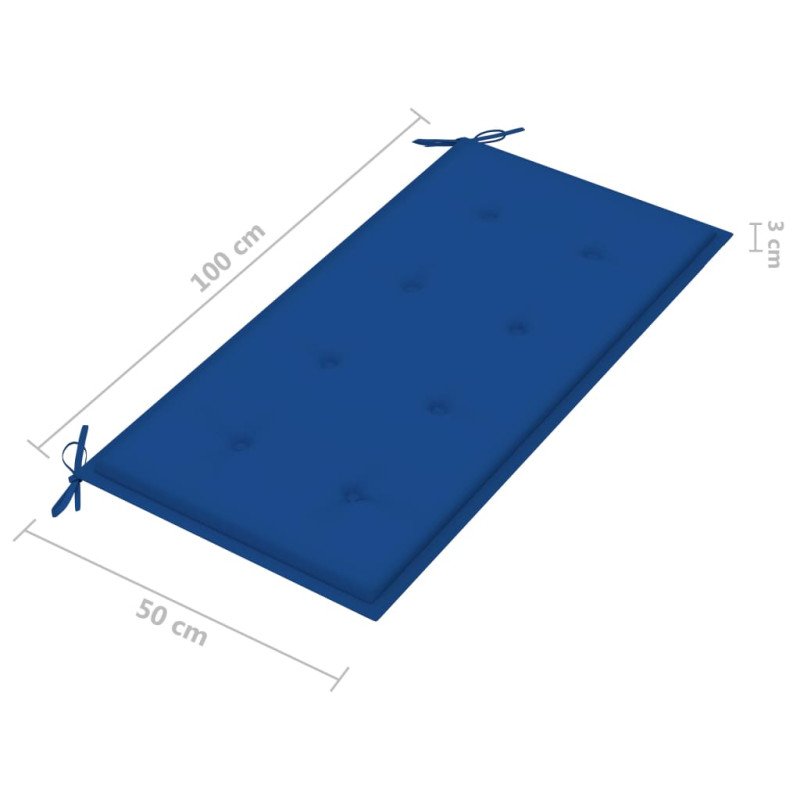 vidaXL Záhradná lavička a tmavomodrá podložka 112 cm teakový masív