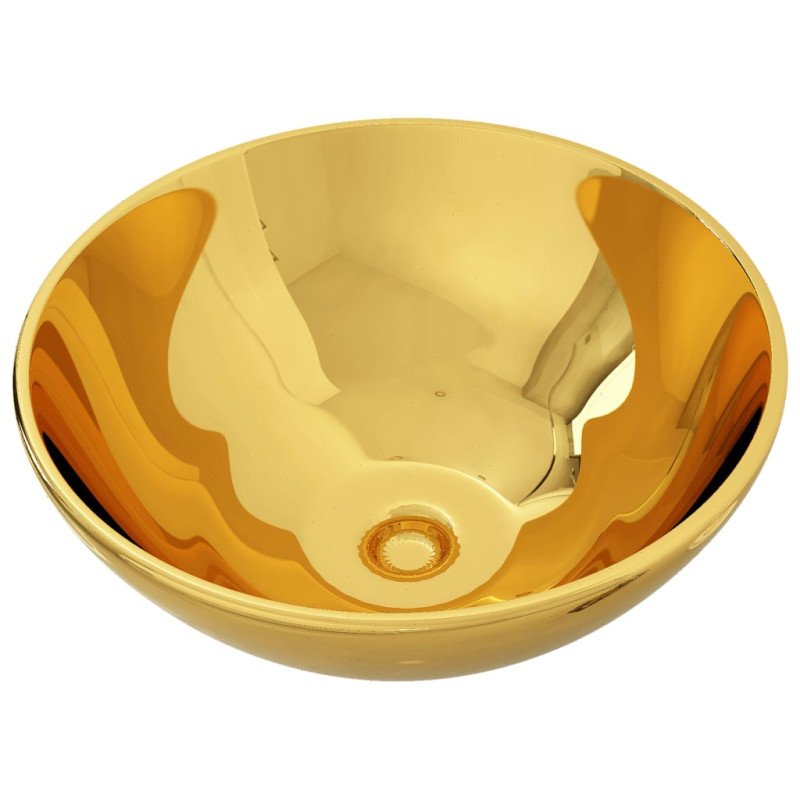 vidaXL Umývadlo 32,5x14 cm keramické zlaté