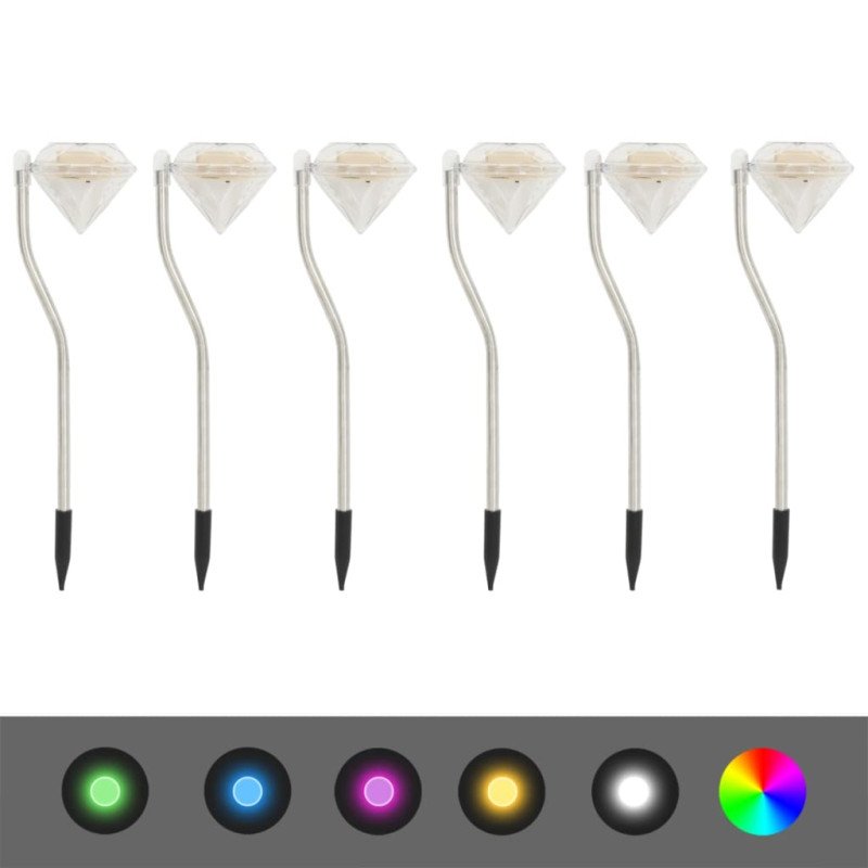 vidaXL Solárne záhradné LED svetlá 6 ks 9x7,8x29,5 cm