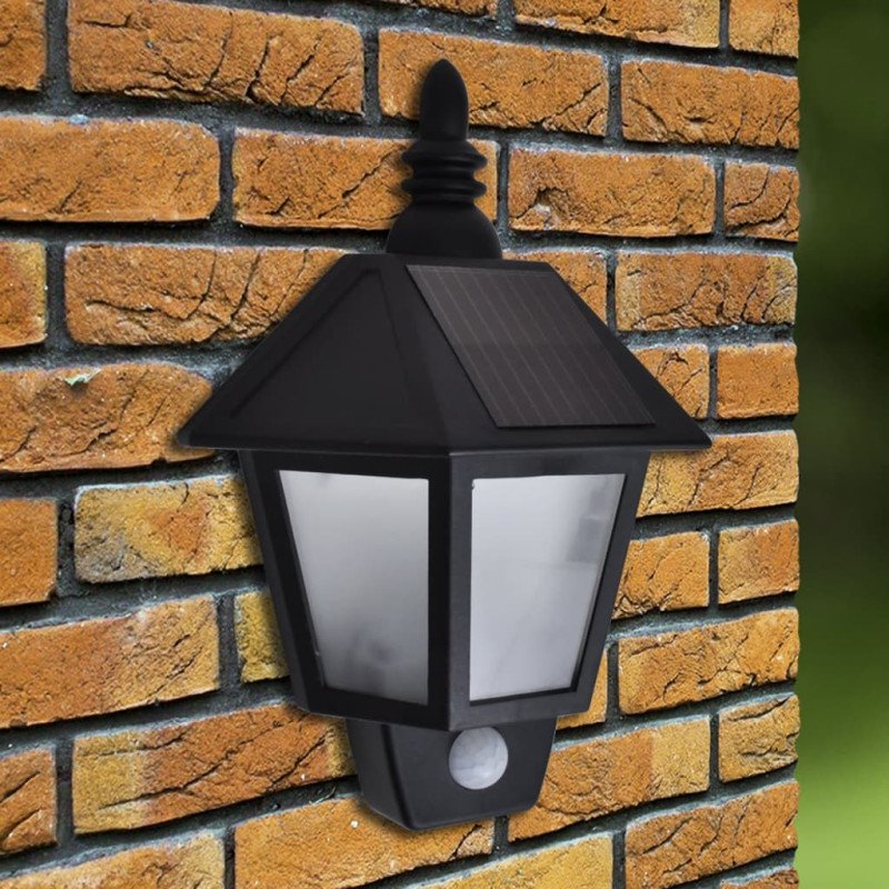 vidaXL Nástenné solárne svietidlá 2 ks čierne so snímačom pohybu