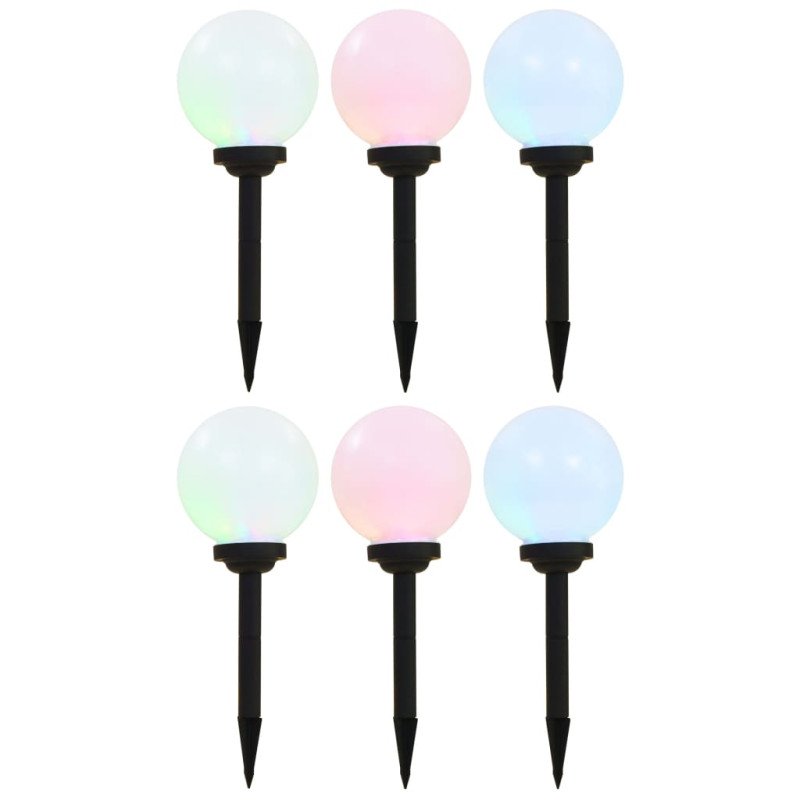 vidaXL Vonkajšie solárne lampy 6 ks 20 cm LED guľové RGB
