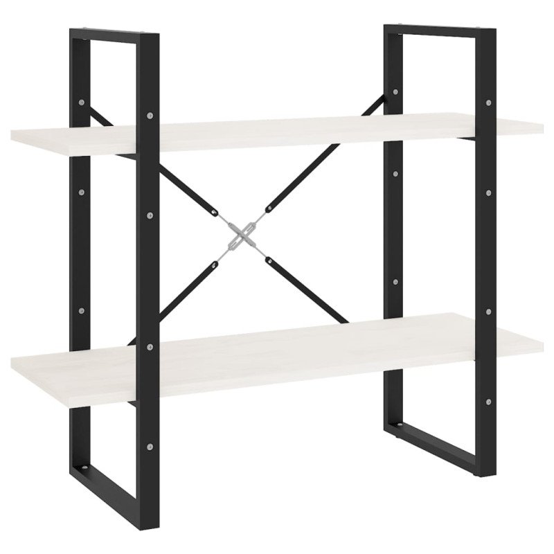 vidaXL Knižnica s 2 policami biela 80x30x70 cm masívna borovica 