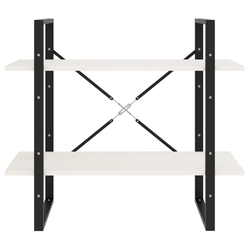 vidaXL Knižnica s 2 policami biela 80x30x70 cm masívna borovica 