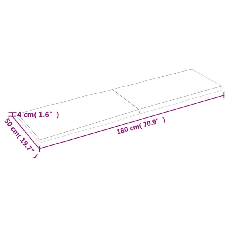 vidaXL Stolová doska 180x50x(2-4) cm neošetrený masív živé hrany